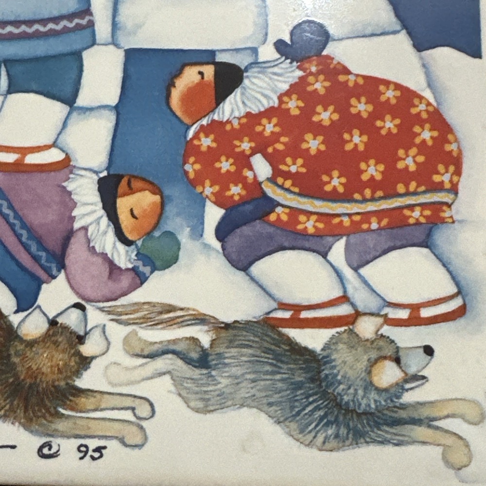 Barbara Lavalee Eskimo Igloo Husky Dogs Alaska Ceramic Tile Trivet Picture @95 - Picture 4 of 7